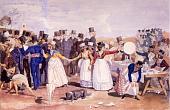 Октябрьский праздник в Риме. У Понте-Молле (перед началом танца). 1842. Бумага, акварель, графитный карандаш. 40,2 х 56,9